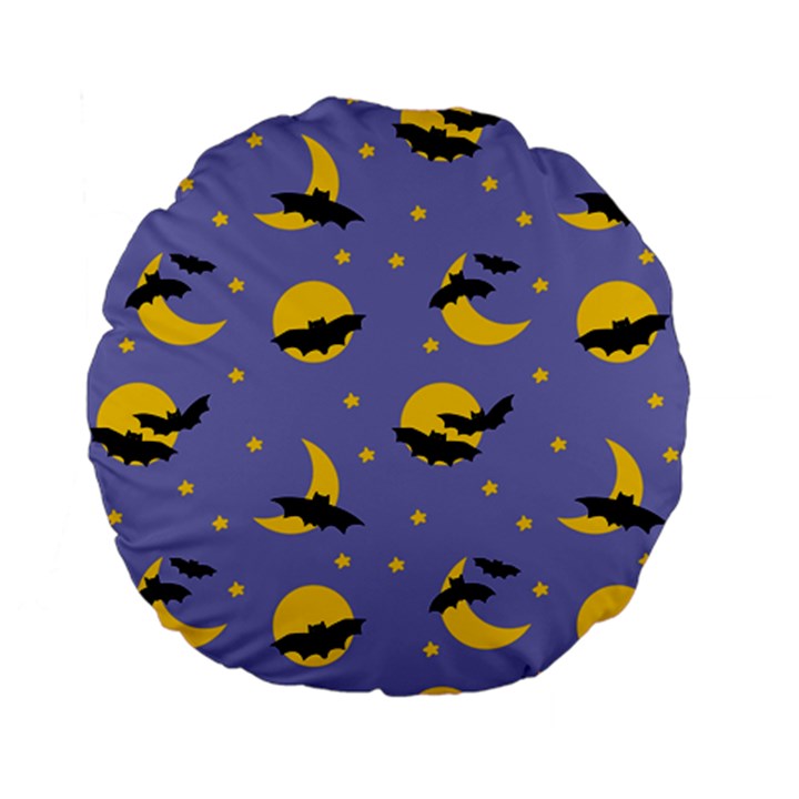 Bats With Yellow Moon Standard 15  Premium Flano Round Cushions