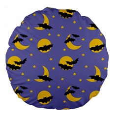 Bats With Yellow Moon Large 18  Premium Flano Round Cushions by SychEva