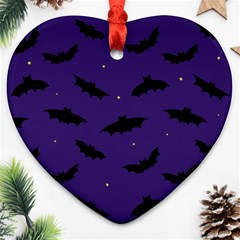 Bats In The Starry Sky Ornament (heart) by SychEva