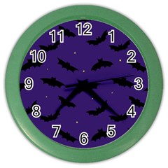 Bats In The Starry Sky Color Wall Clock by SychEva