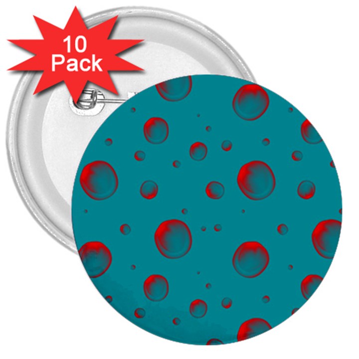 Red Drops 3  Buttons (10 pack) 