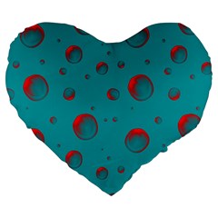 Red Drops Large 19  Premium Flano Heart Shape Cushions by SychEva