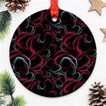 Blue And Red Stains Round Ornament (Two Sides) Front