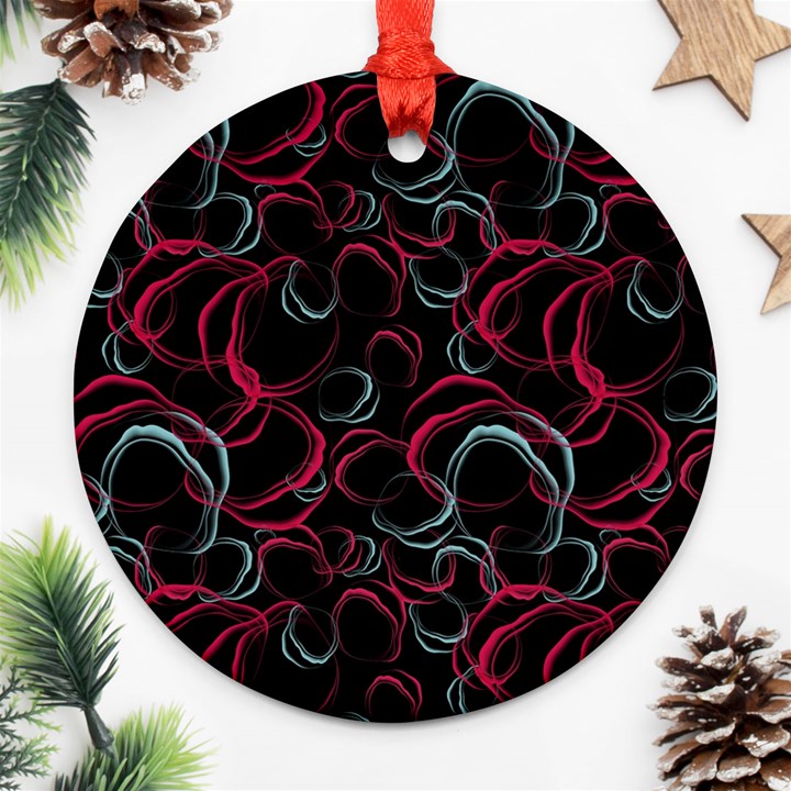 Blue And Red Stains Round Ornament (Two Sides)