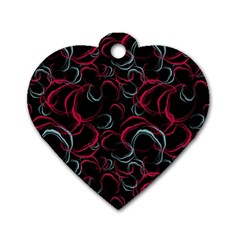 Blue And Red Stains Dog Tag Heart (two Sides)