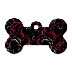 Blue And Red Stains Dog Tag Bone (two Sides)