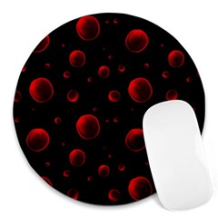 Red Drops On Black Round Mousepads by SychEva