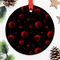 Red Drops On Black Ornament (round) by SychEva