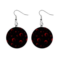 Red Drops On Black Mini Button Earrings by SychEva