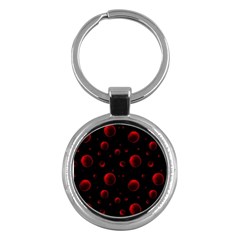 Red Drops On Black Key Chain (round) by SychEva