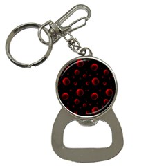 Red Drops On Black Bottle Opener Key Chain by SychEva