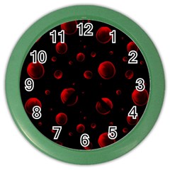 Red Drops On Black Color Wall Clock by SychEva