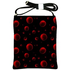 Red Drops On Black Shoulder Sling Bag by SychEva