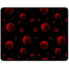 Red Drops On Black Fleece Blanket (medium)  by SychEva