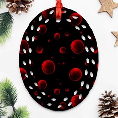 Red Drops On Black Oval Filigree Ornament (two Sides) by SychEva