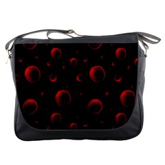 Red Drops On Black Messenger Bag by SychEva