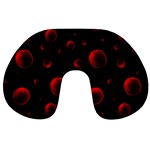 Red Drops On Black Travel Neck Pillow Back