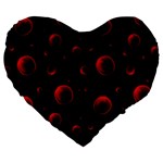 Red Drops On Black Large 19  Premium Flano Heart Shape Cushions Front