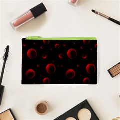 Red Drops On Black Cosmetic Bag (xs) by SychEva