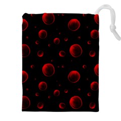 Red Drops On Black Drawstring Pouch (4xl) by SychEva