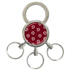 White Skulls On Red Shiny Background 3-ring Key Chain by SychEva