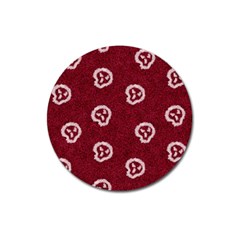 White Skulls On Red Shiny Background Magnet 3  (round) by SychEva