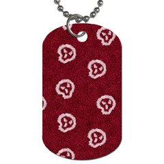 White Skulls On Red Shiny Background Dog Tag (one Side) by SychEva