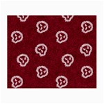 White Skulls On Red Shiny Background Small Glasses Cloth Front