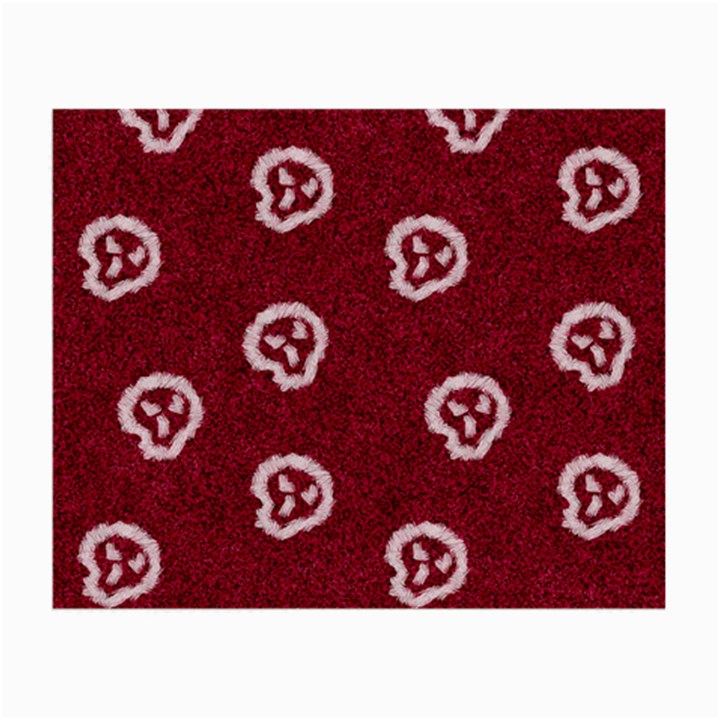 White Skulls On Red Shiny Background Small Glasses Cloth