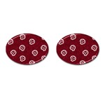 White Skulls On Red Shiny Background Cufflinks (Oval) Front(Pair)