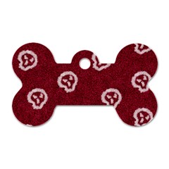 White Skulls On Red Shiny Background Dog Tag Bone (one Side) by SychEva