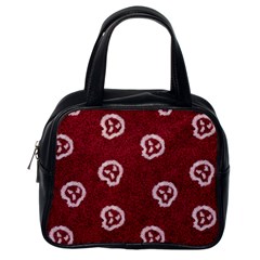 White Skulls On Red Shiny Background Classic Handbag (one Side) by SychEva