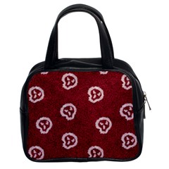 White Skulls On Red Shiny Background Classic Handbag (two Sides) by SychEva