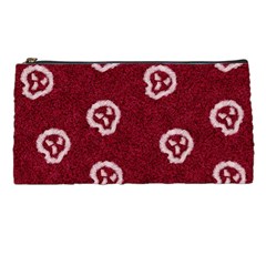 White Skulls On Red Shiny Background Pencil Case by SychEva