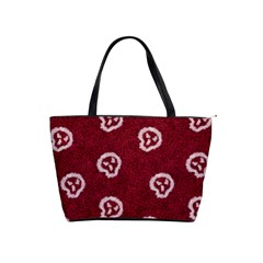 White Skulls On Red Shiny Background Classic Shoulder Handbag by SychEva