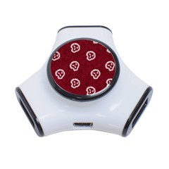 White Skulls On Red Shiny Background 3-port Usb Hub by SychEva