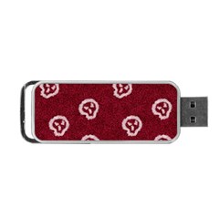 White Skulls On Red Shiny Background Portable Usb Flash (one Side) by SychEva