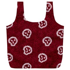 White Skulls On Red Shiny Background Full Print Recycle Bag (xl) by SychEva