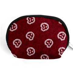 White Skulls On Red Shiny Background Accessory Pouch (medium) by SychEva