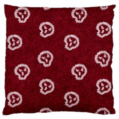 White Skulls On Red Shiny Background Large Flano Cushion Case (one Side) by SychEva