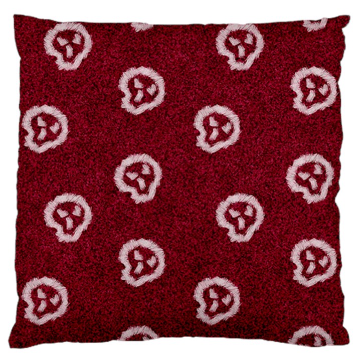 White Skulls On Red Shiny Background Large Flano Cushion Case (One Side)