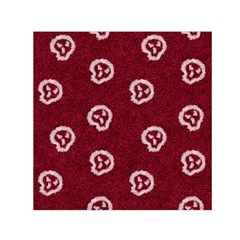 White Skulls On Red Shiny Background Small Satin Scarf (square) by SychEva