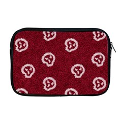 White Skulls On Red Shiny Background Apple Macbook Pro 17  Zipper Case by SychEva