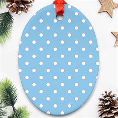 1950 Summer Sky Blue White Dots Ornament (oval) by SomethingForEveryone