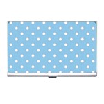 1950 Summer Sky Blue White Dots Business Card Holder Front