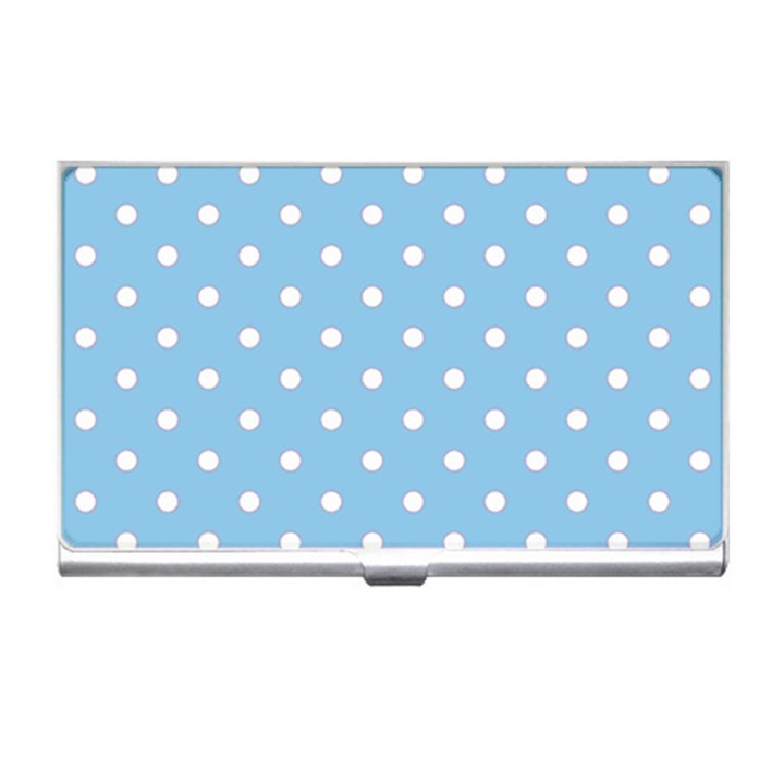 1950 Summer Sky Blue White Dots Business Card Holder