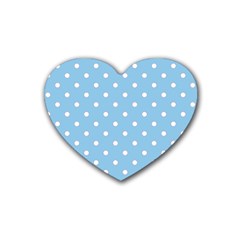 1950 Summer Sky Blue White Dots Rubber Coaster (heart)  by SomethingForEveryone