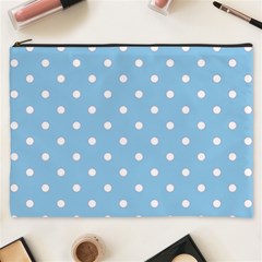 1950 Summer Sky Blue White Dots Cosmetic Bag (xxxl) by SomethingForEveryone