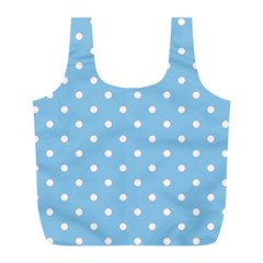 1950 Summer Sky Blue White Dots Full Print Recycle Bag (l)