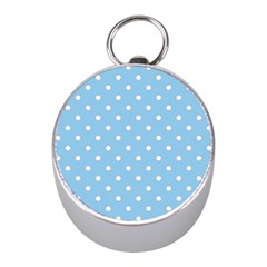 1950 Summer Sky Blue White Dots Mini Silver Compasses by SomethingForEveryone